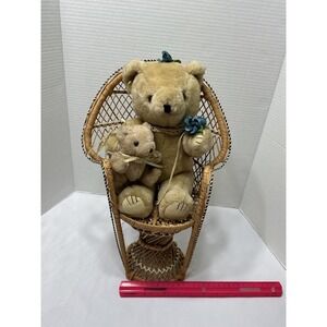 Vintage Wicker Peacock Chair Miniature Dollhouse Decor Rustic Farmhouse Accent